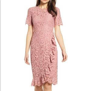 Rachel Parcell Front Ruffle Lace Sheath Dress